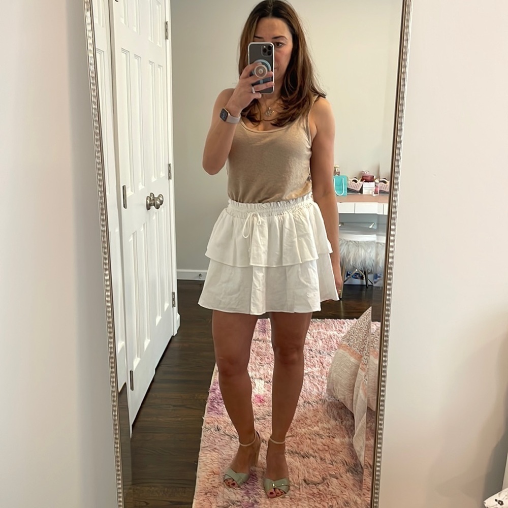 White Tiered Mini Skirt - Lightweight Ruffle Layer